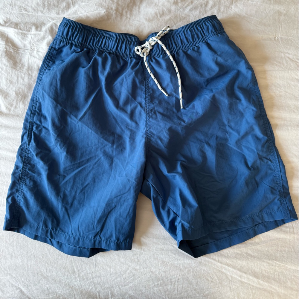 Men’s blue tie waist swim trunks